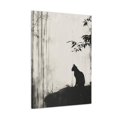 Black Cat Digital Illustration Canvas Gallery Wraps