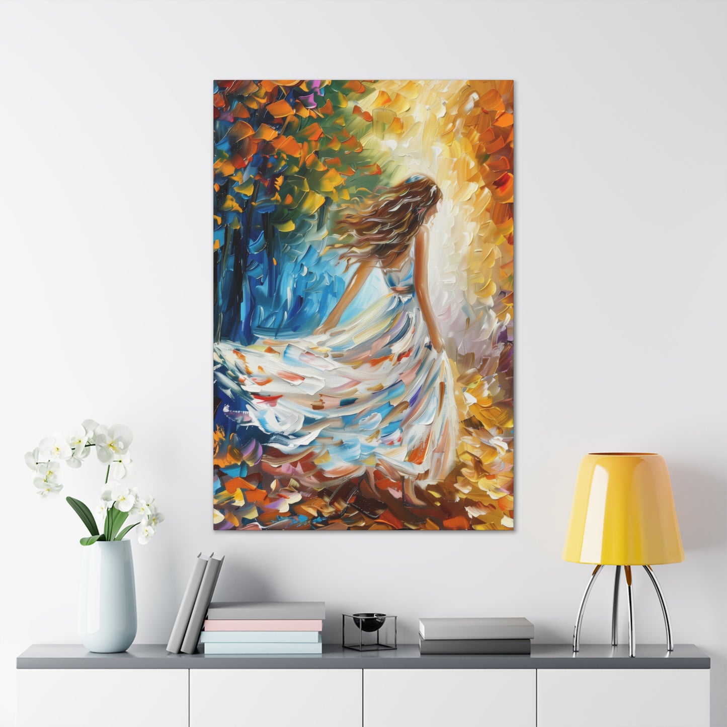 bride walking in street - Leonid Afremov Style Digital Print Canvas Gallery Wraps