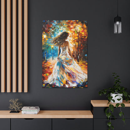 bride walking in street - Leonid Afremov Style Digital Print Canvas Gallery Wraps