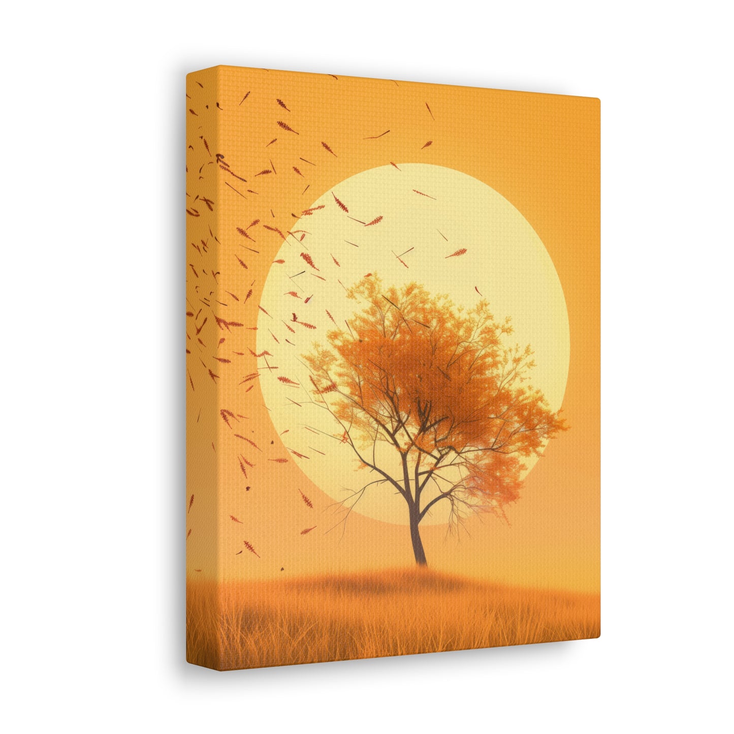 Tree in a Golden Sunset Digital Illustration Canvas Gallery Wraps