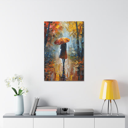 Girl Walking Under Umbrella - Leonid Afremov Style Oil Painting Canvas Gallery Wraps