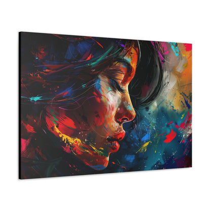 Beautiful Girl Face - Colorful Impressionist Style Digital Art Canvas Gallery Wraps