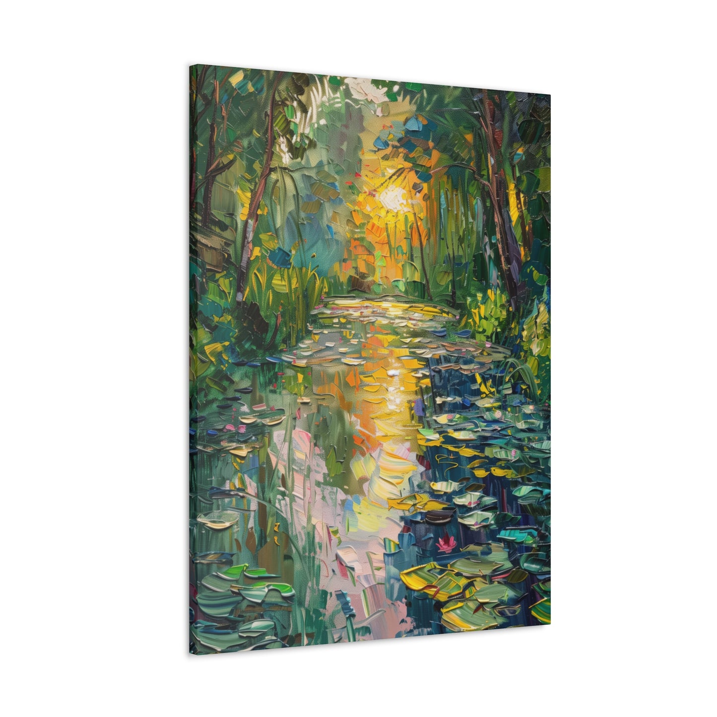 Pond in a Forest - Claude Monet Style Digital Print Canvas Gallery Wraps