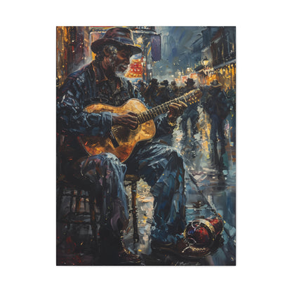 Man Playing Guitar on the Street - Rembrandt Style Digital Oil Painting Canvas Gallery Wraps