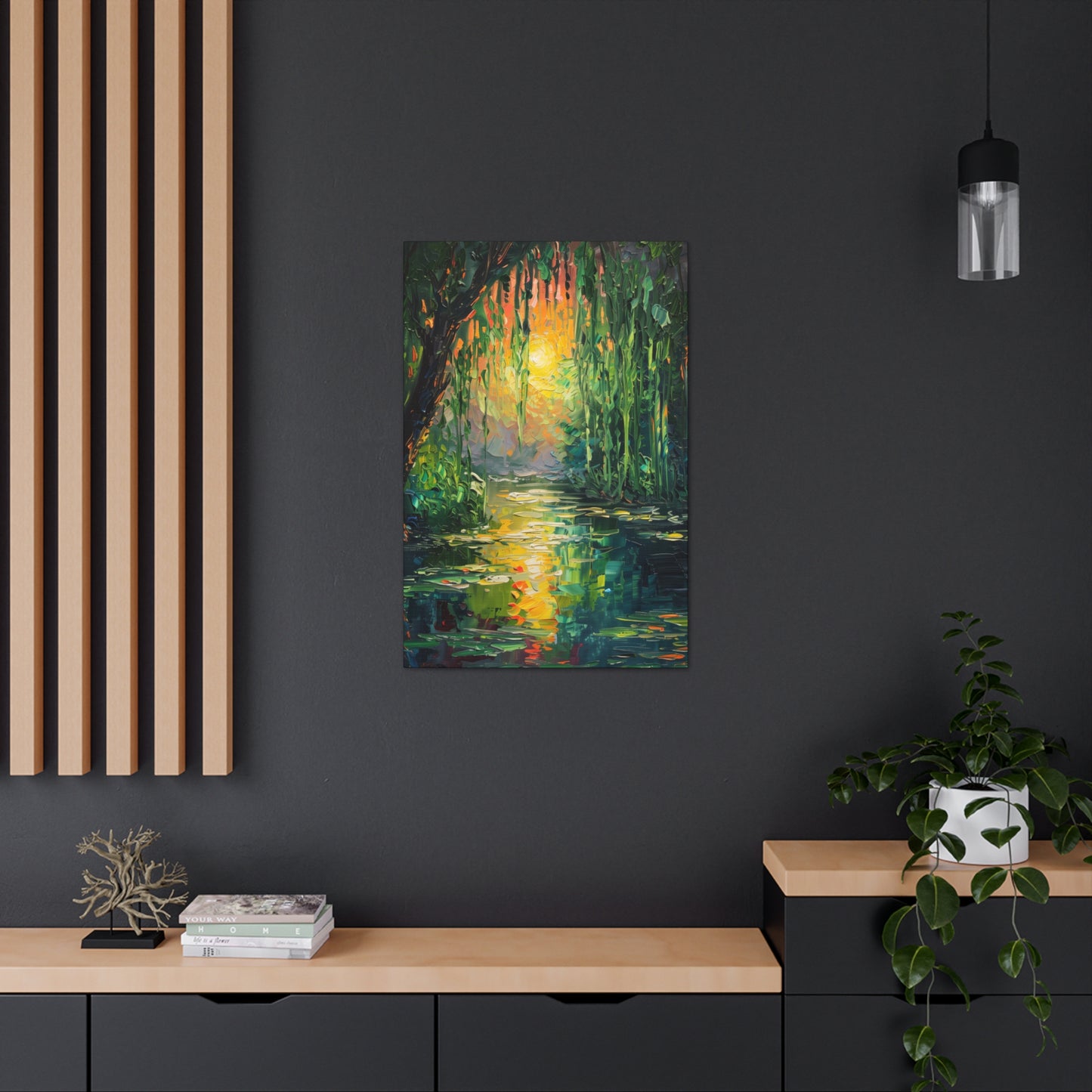 Lake in a Forest - Claude Monet Style Digital Print Canvas Gallery Wraps