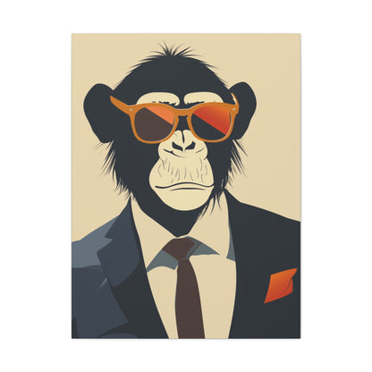 Ape Wearing Suite and Sunglasses Digital Illustration Canvas Gallery Wraps