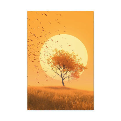 Tree in a Golden Sunset Digital Illustration Canvas Gallery Wraps