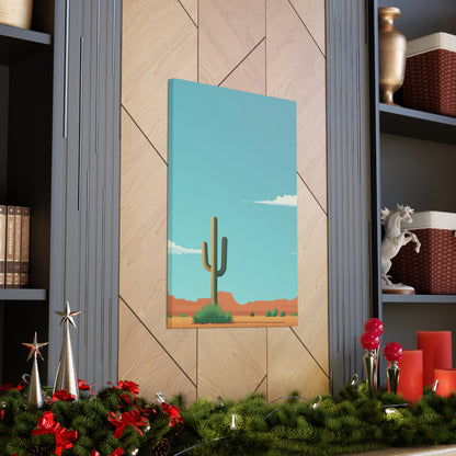 Saguaro Cactus in Desert - Illustration Canvas Gallery Wraps