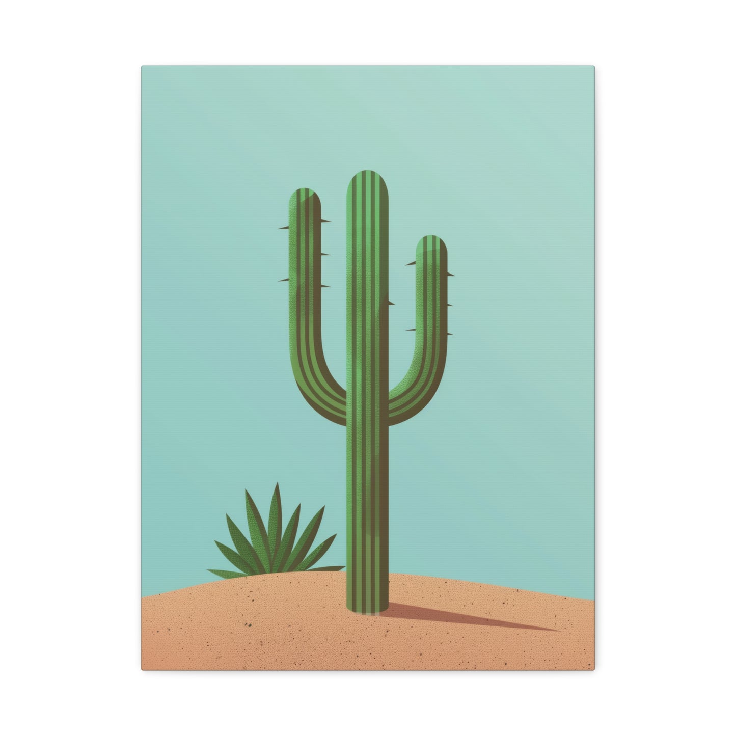 Saguaro Cactus in Desert - Illustration Canvas Gallery Wraps