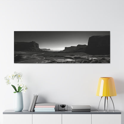 Wild West Desert of Arizona - Black and White Landscape Panorama Canvas Gallery Wraps