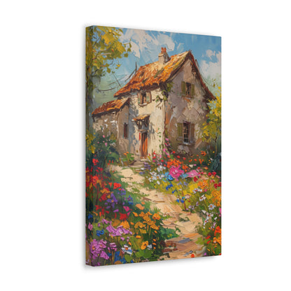 French country side whimsical old house Digital Oil Painting Print Canvas Gallery Wraps