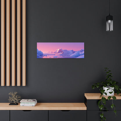 Snowy Mountain Evening - Digital Landscape Illustration Panorama Canvas Gallery Wraps