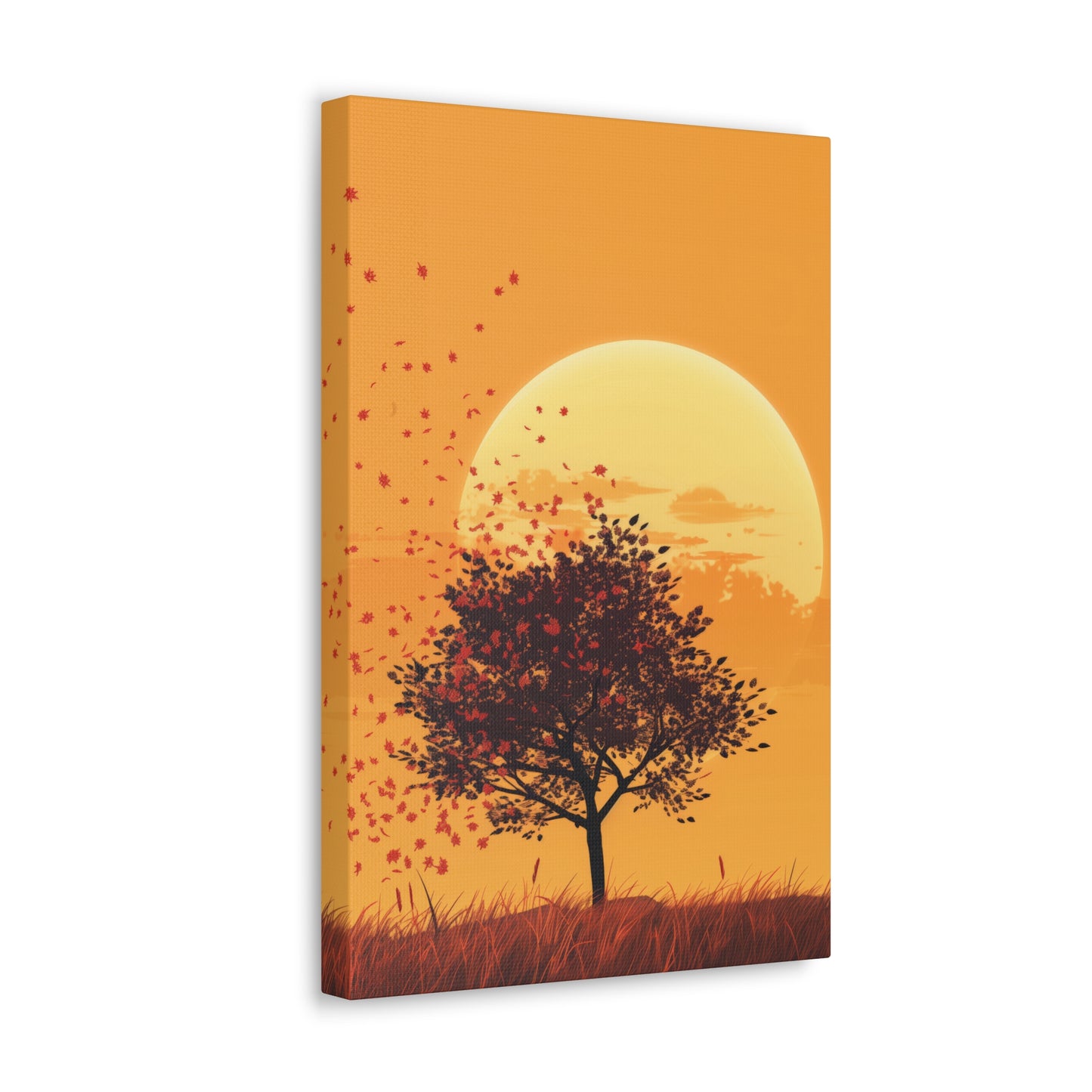 Tree in a Golden Sunset Digital Illustration Canvas Gallery Wraps