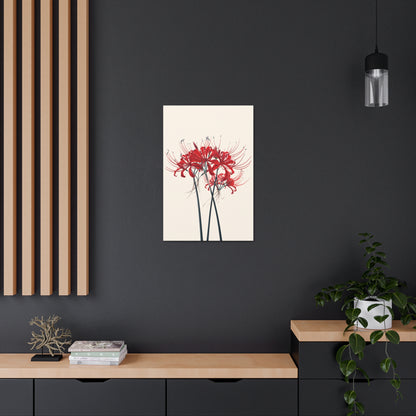 Red Spider Lily Flower Digital Illustration Canvas Gallery Wraps