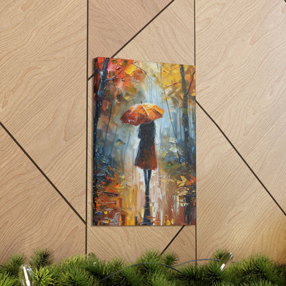 Girl Walking Under Umbrella - Leonid Afremov Style Oil Painting Canvas Gallery Wraps