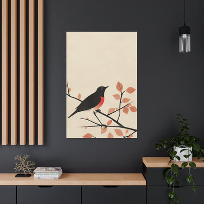 Bird siting on a tree branch Digital Illustration Canvas Gallery Wraps