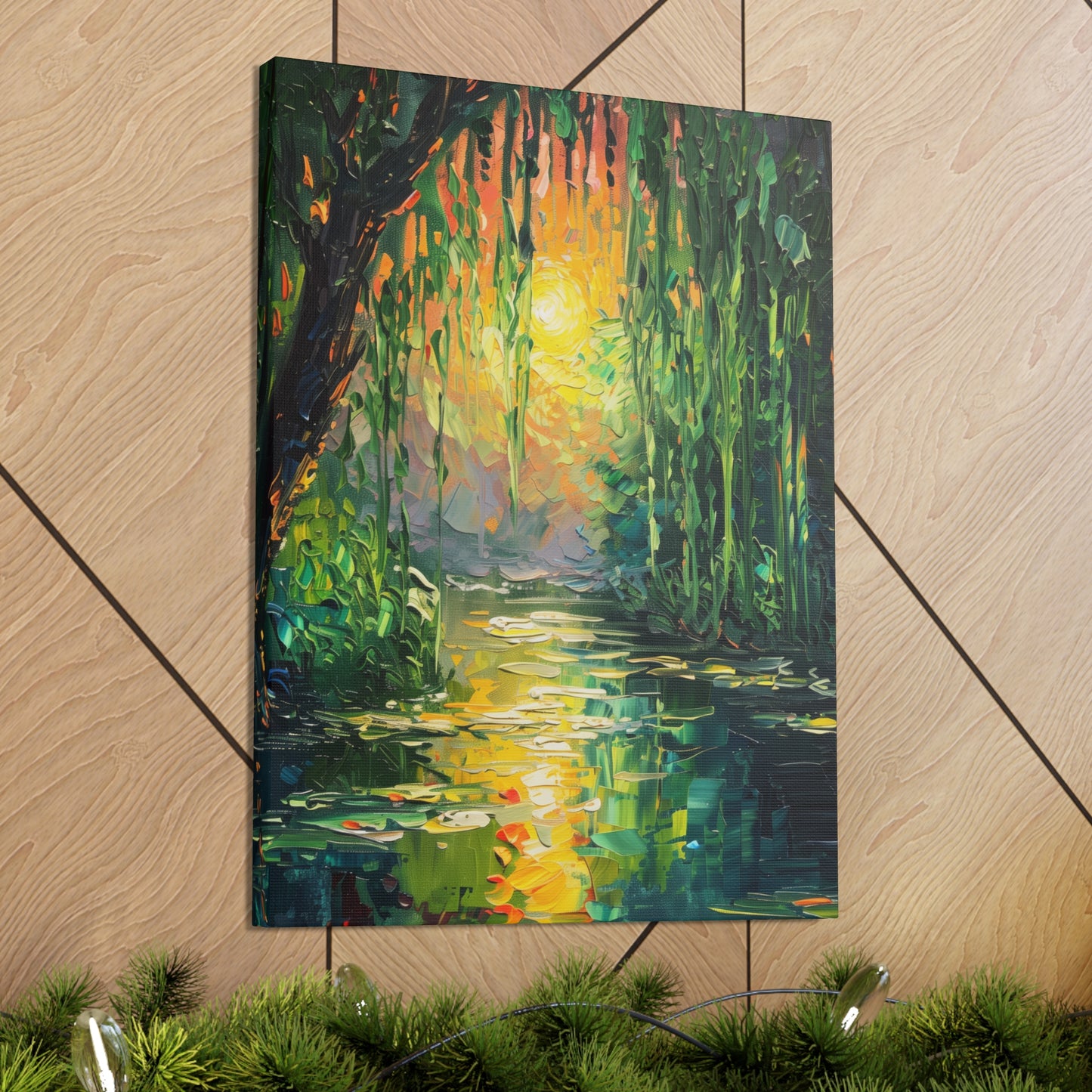 Lake in a Forest - Claude Monet Style Digital Print Canvas Gallery Wraps