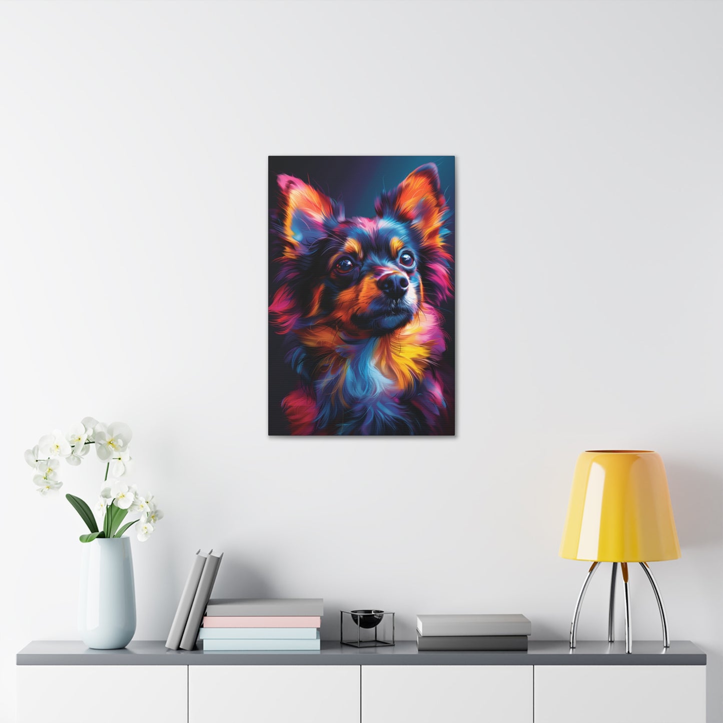 Papillon Dog - Abstract Illustration Canvas Gallery Wraps