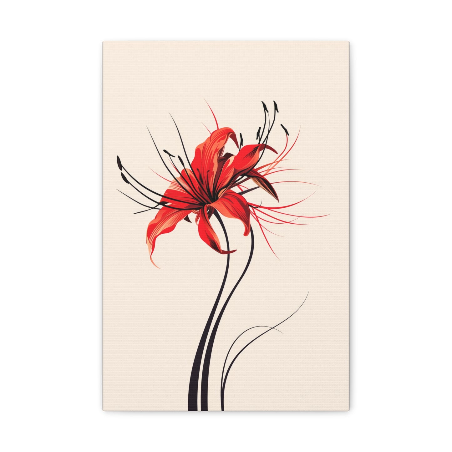 Red Spider Lily Flower Digital Illustration Canvas Gallery Wraps