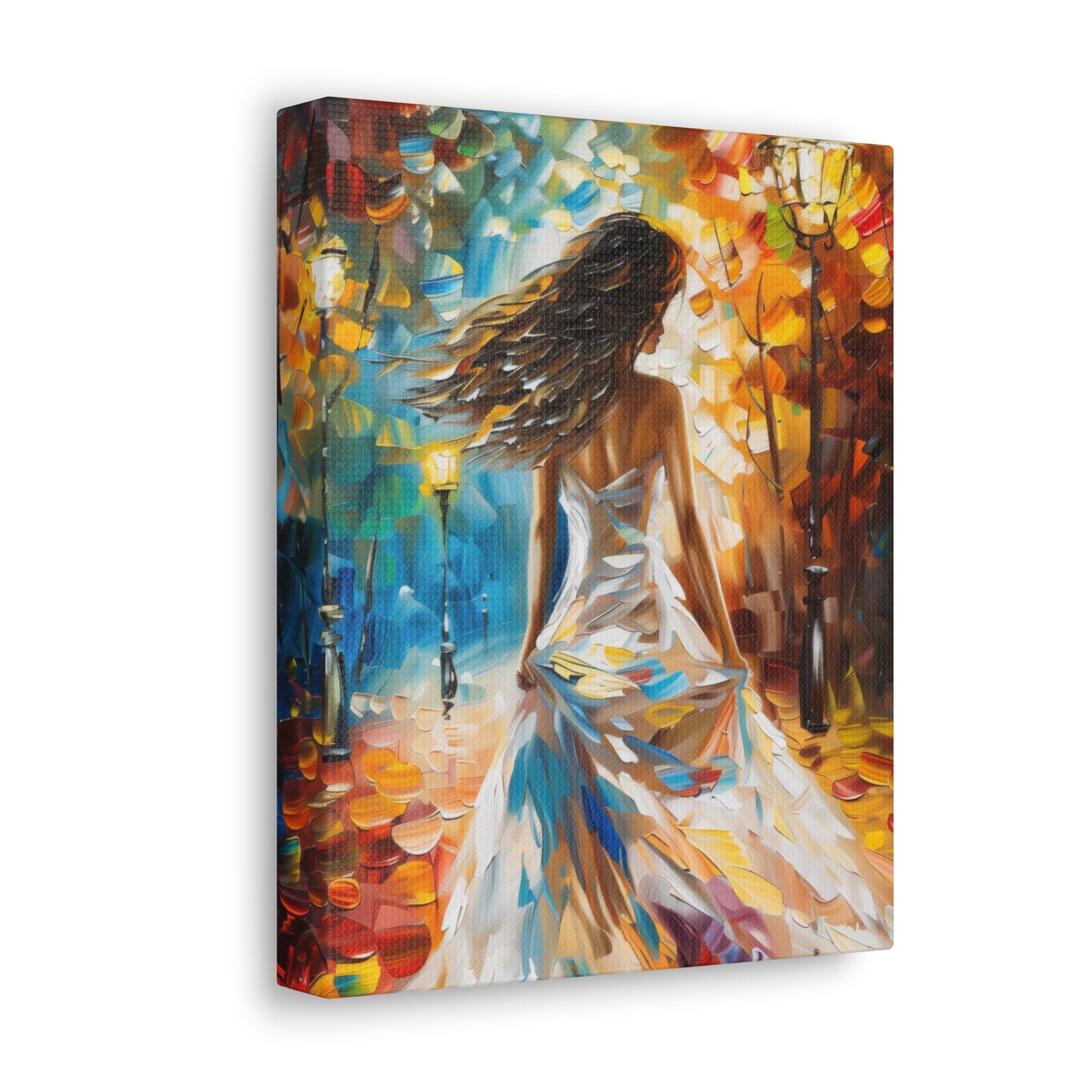 bride walking in street - Leonid Afremov Style Digital Print Canvas Gallery Wraps