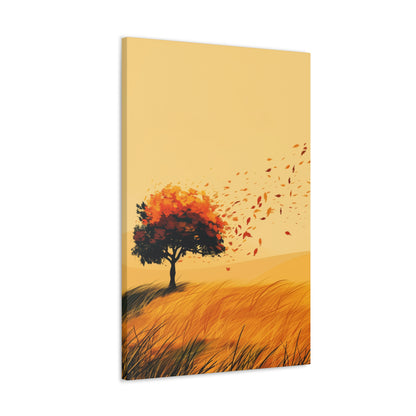 Tree in a Golden Sunset Digital Illustration Canvas Gallery Wraps