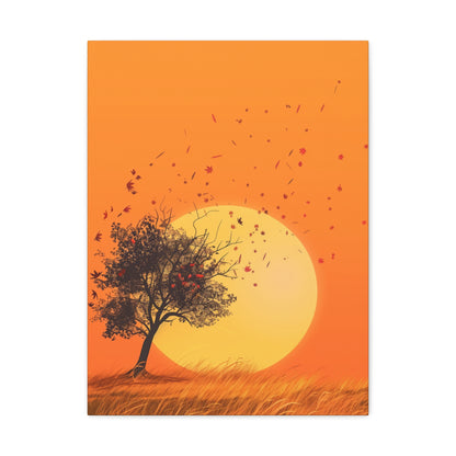 Tree in a Golden Sunset Digital Illustration Canvas Gallery Wraps