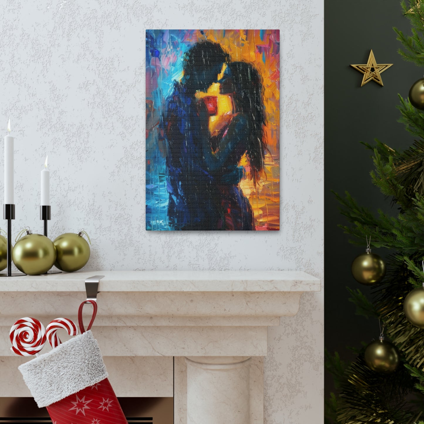 Couple - Leonid Afremov Style Digital Oil Painting Canvas Gallery Wraps