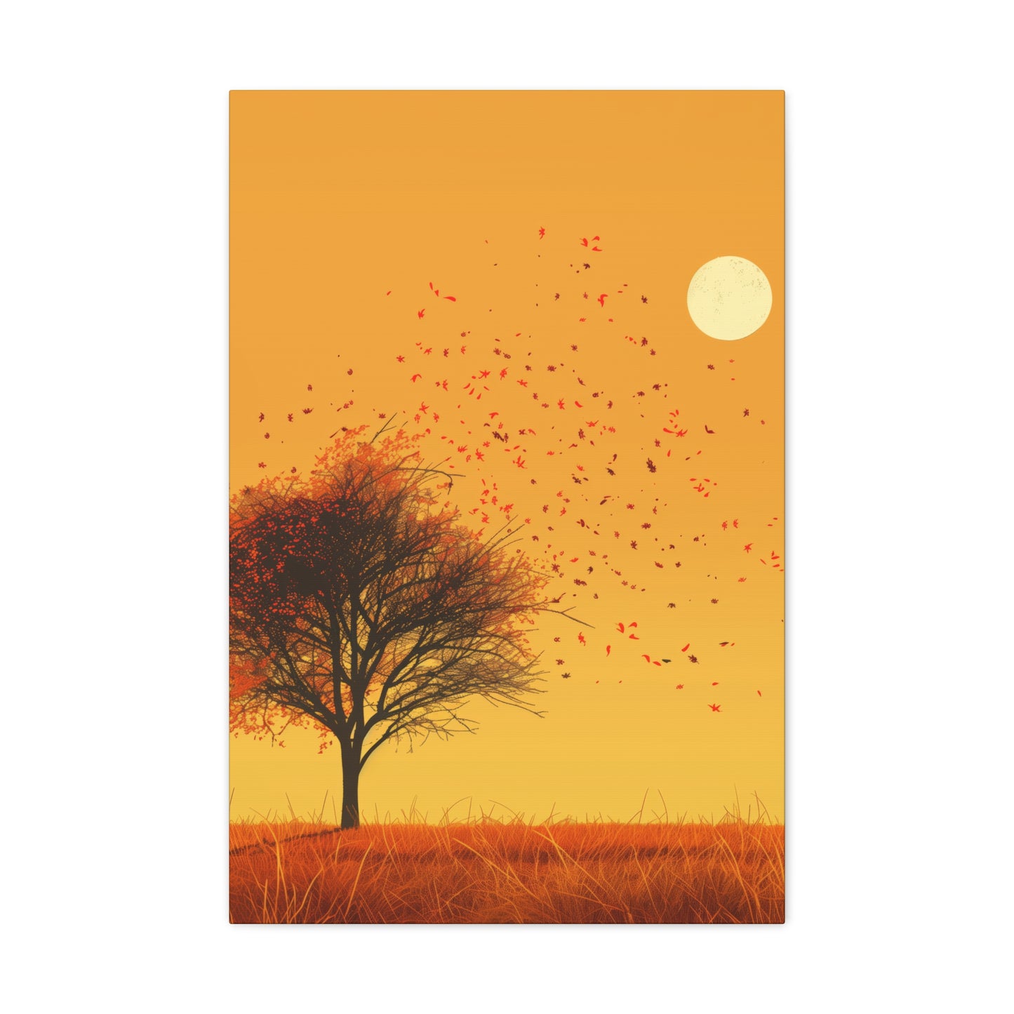 Tree in a Golden Sunset Digital Illustration Canvas Gallery Wraps