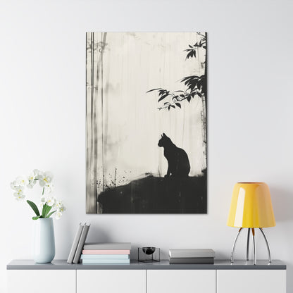 Black Cat Digital Illustration Canvas Gallery Wraps