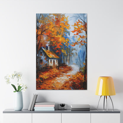 Old House Near the Road Through Autumn Forest - Leonid Afremov Oil Painting Canvas Gallery Wraps