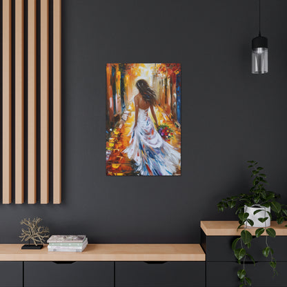 bride walking in the street - Leonid Afremov Style Digital Print Canvas Gallery Wraps