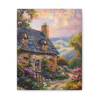 rich countryside house with garden in medieval times Digital Oil Painting Print Canvas Gallery Wraps