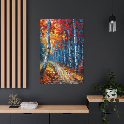 road through autumn forest - Leonid Afremov Style Digital Print Canvas Gallery Wraps