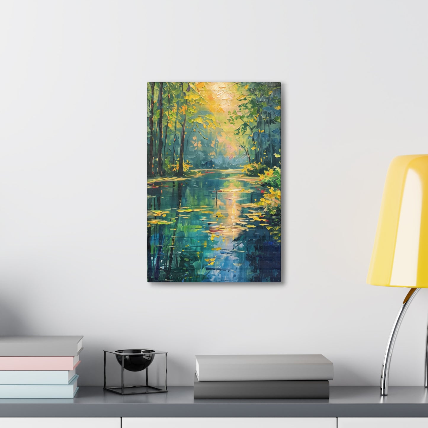 Lake in a Forest - Claude Monet Style Digital Print Canvas Gallery Wraps