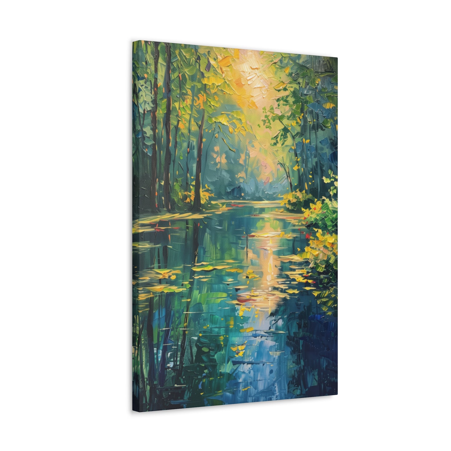 Lake in a Forest - Claude Monet Style Digital Print Canvas Gallery Wraps