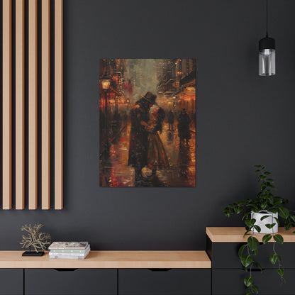 Father and Daughter Dancing on the Street - Rembrandt Style Digital Oil Painting Canvas Gallery Wraps