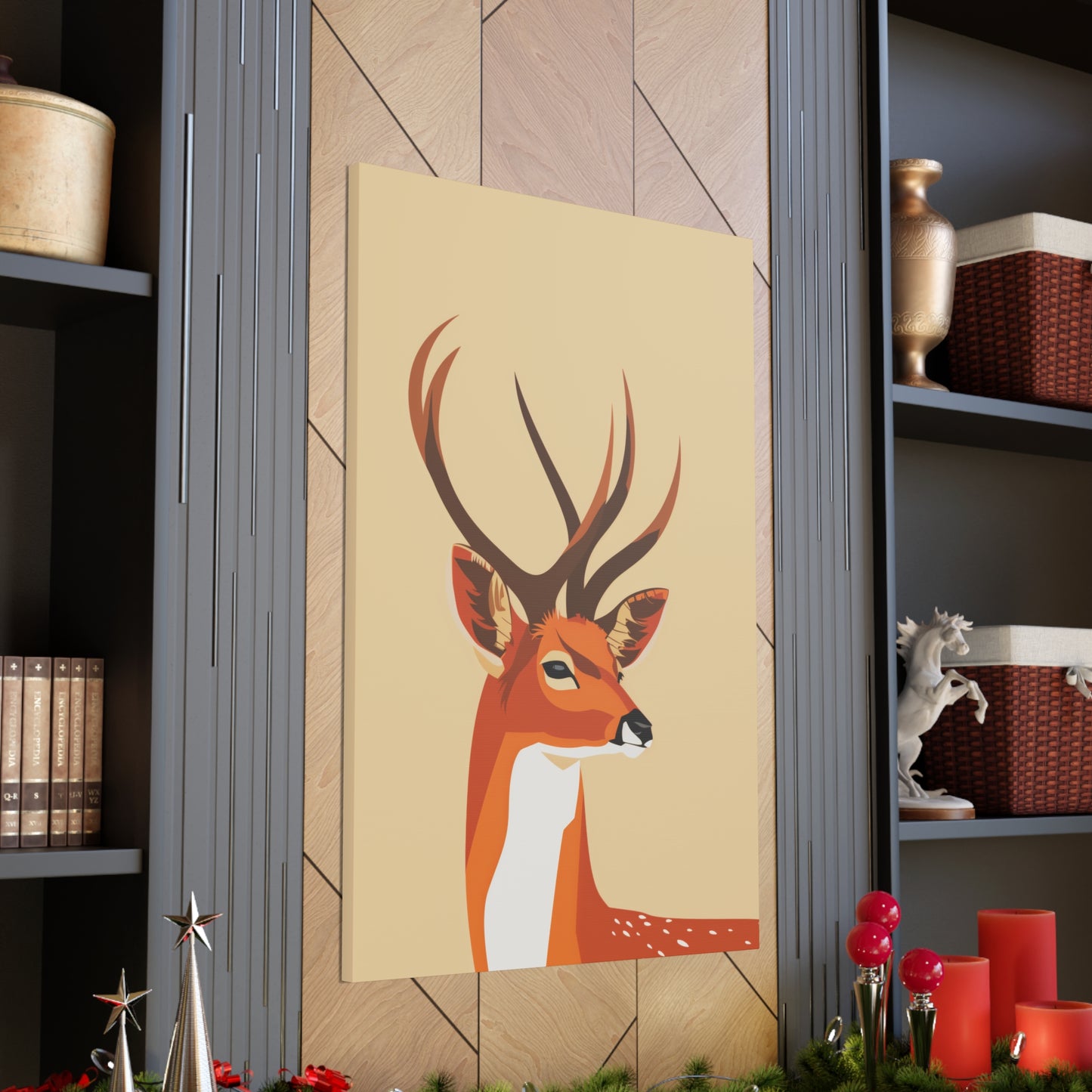 Deer with Antlers Digital Illustration Canvas Gallery Wraps