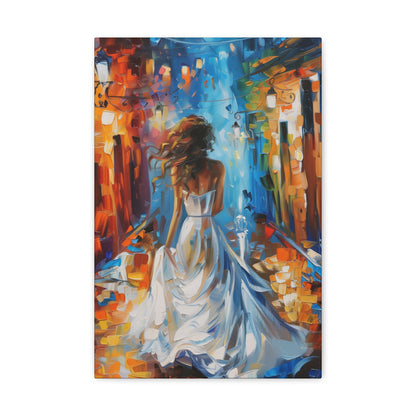 Bride in the Street - Leonid Afremov Style Digital Print Canvas Gallery Wraps