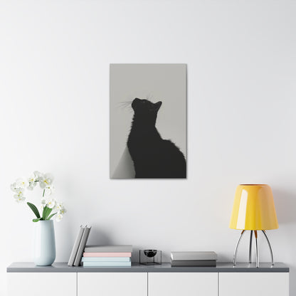 Black Cat Looking Up Digital Illustration Canvas Gallery Wraps