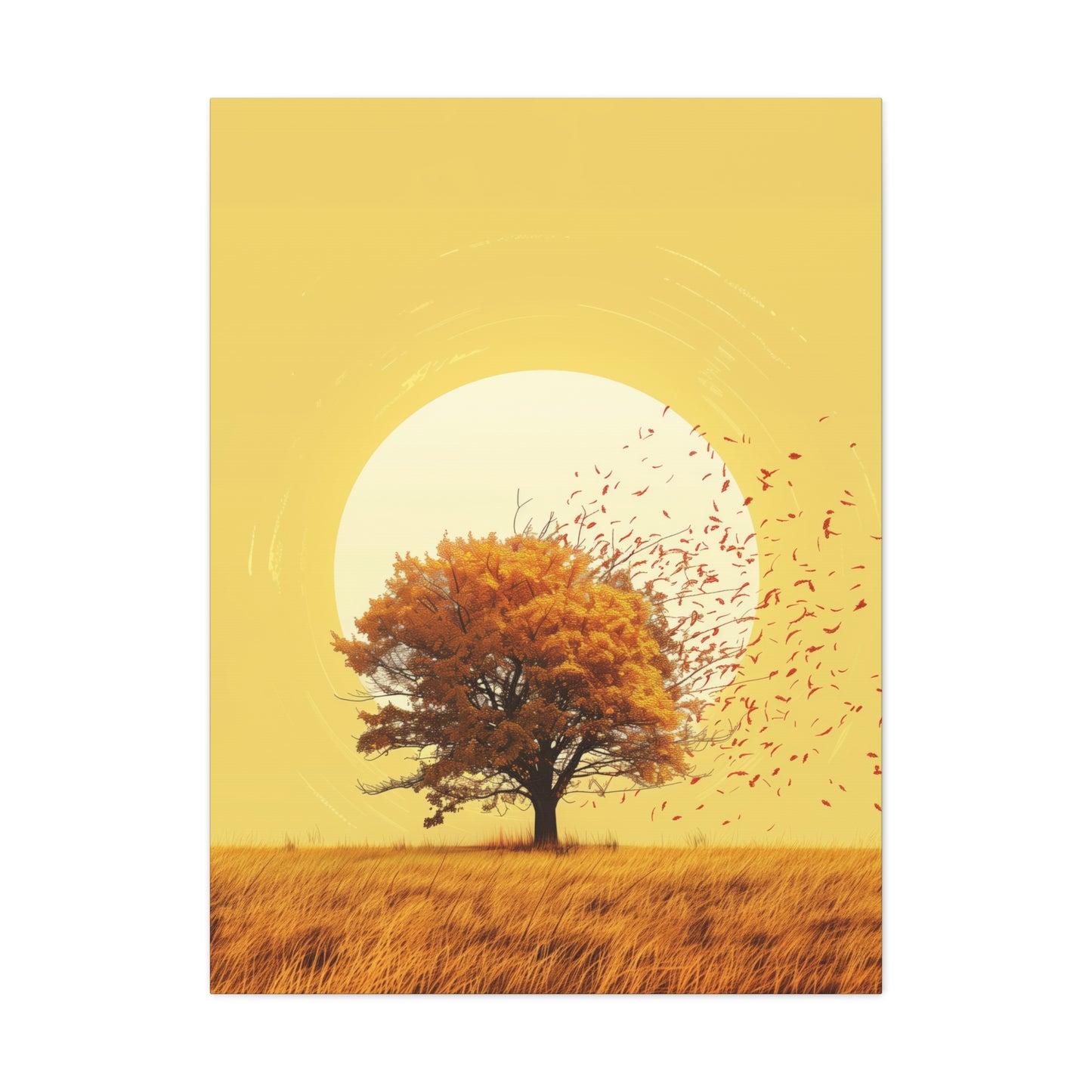 Tree in a Golden Sunset Digital Illustration Canvas Gallery Wraps