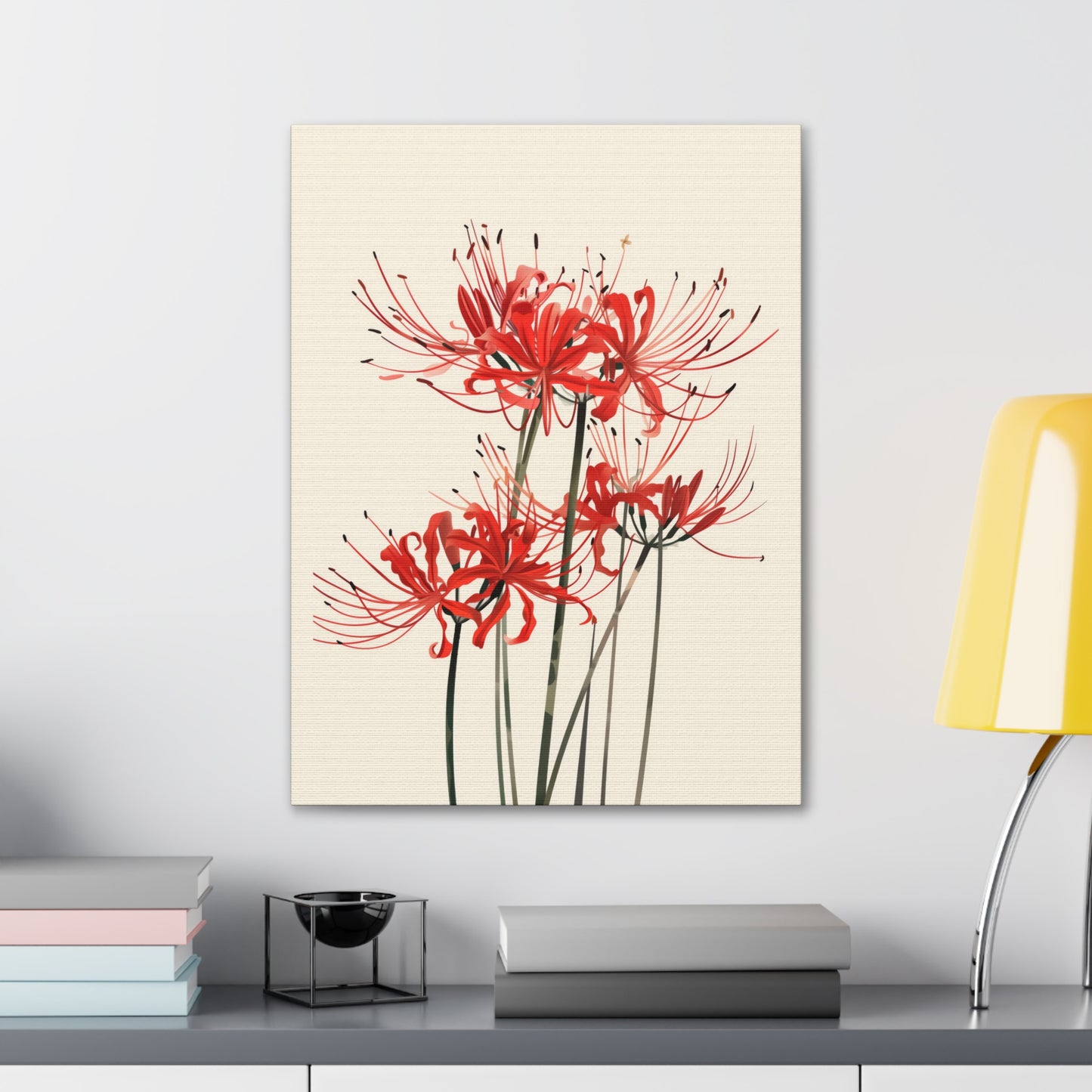 Red Spider Lily Flower Digital Illustration Canvas Gallery Wraps