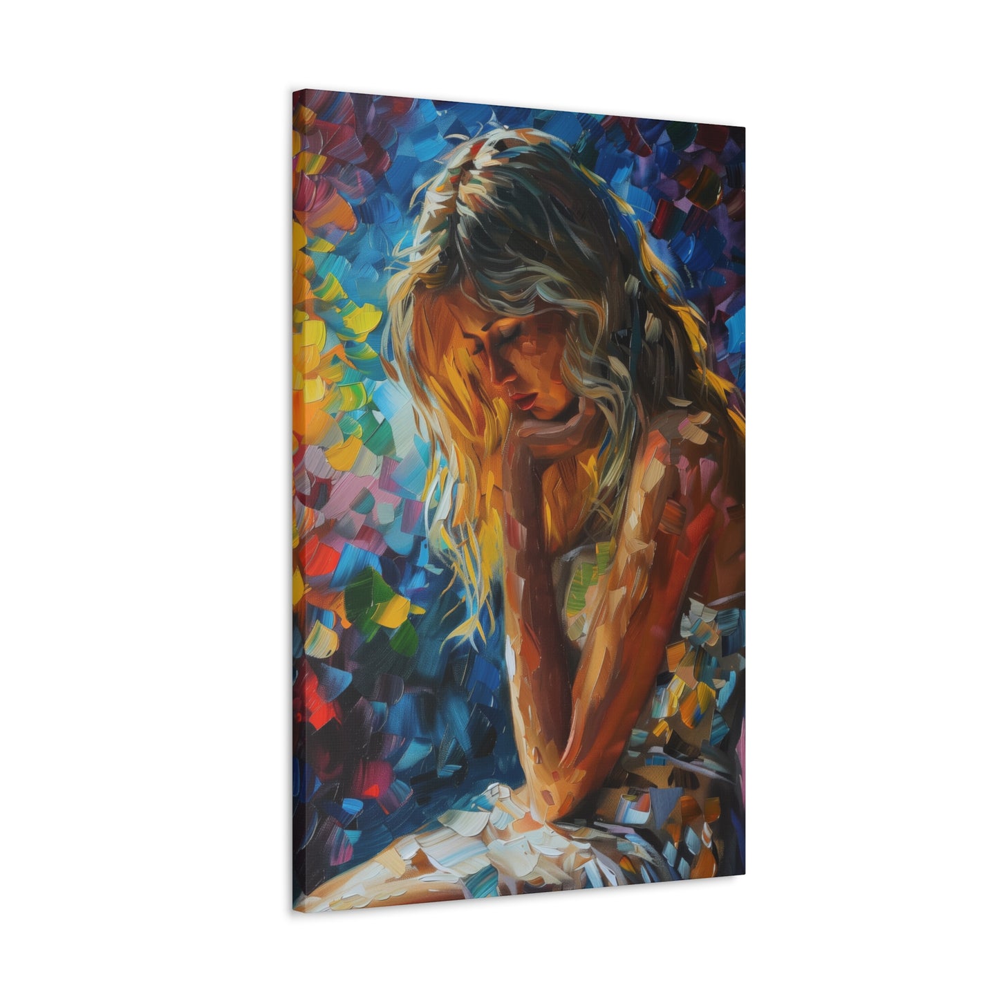 Cute Girl - Leonid Afremov Style Digital Oil Painting Canvas Gallery Wraps