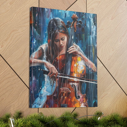 Girl Playing Guitar - Digital Oil Painting Canvas Gallery Wraps