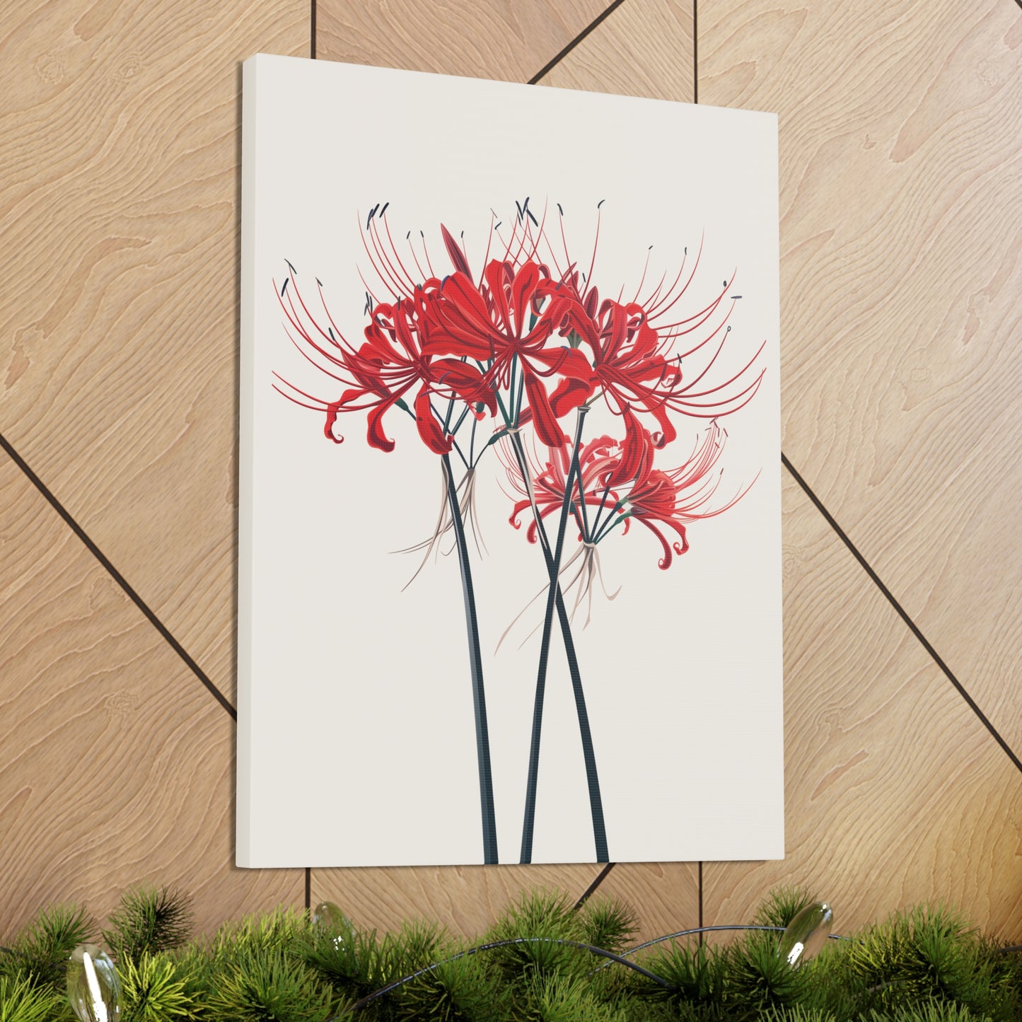 Red Spider Lily Flower Digital Illustration Canvas Gallery Wraps