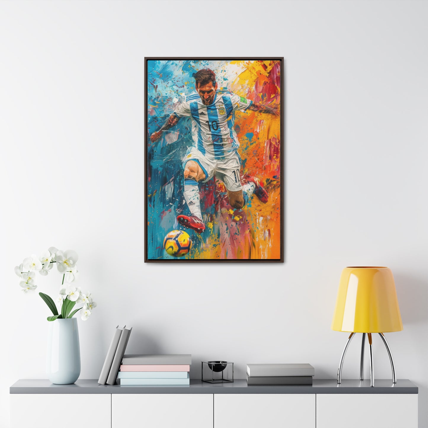 Lionel Messi Playing with Argentina T-Shirt - Canvas Print