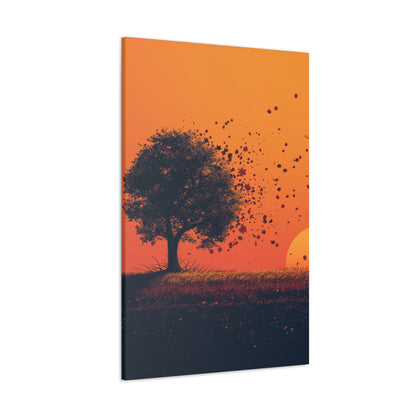 Tree in a Golden Sunset Digital Illustration Canvas Gallery Wraps