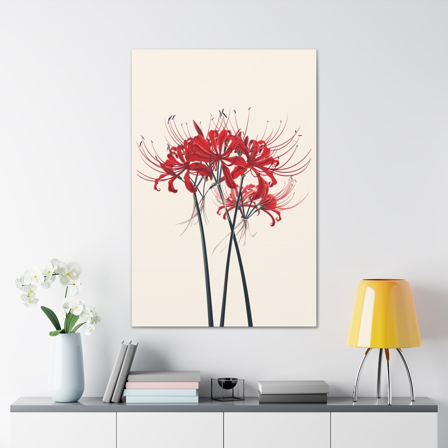 Red Spider Lily Flower Digital Illustration Canvas Gallery Wraps