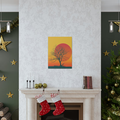 leafless tree in a Golden Sunset Digital Illustration Canvas Gallery Wraps