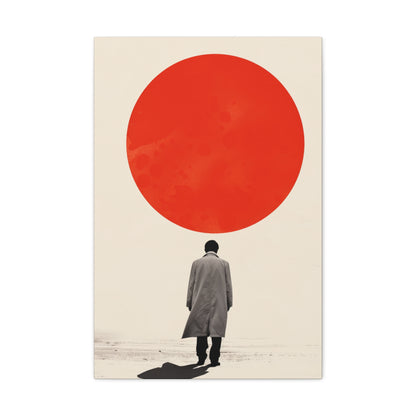 Man walking to red circle  - Takeshi Kitano Style Digital Illustration Canvas Gallery Wraps