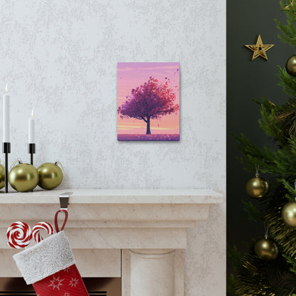 Tree in a Purple Sunset Digital Illustration Canvas Gallery Wraps